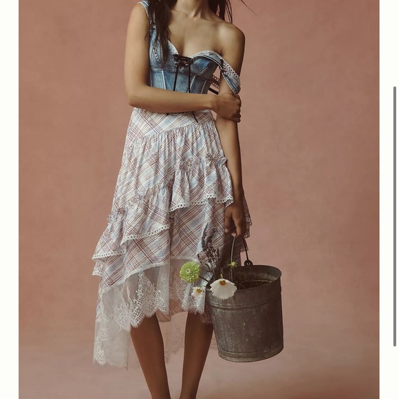 Anthropology The Bobbi Asymmetrical Ruffle Tiered midi Dress - Picture 5 of 9